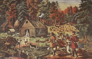 The Pioneers Home on the Western Frontier, pubi. 1867, Currier & Ives tekijältä American School