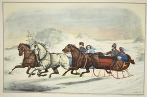 The Sleigh Race, pubi. 1859, Currier & Ives tekijältä American School