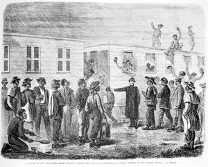 The War on Mississippi Negro värvättyjä autoon Murfreesboroon, Frank Leslies Illustrated Newspaperista, toukokuu 1864 tekijältä American School
