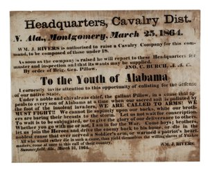 Alabaman nuorille: Kutsumme aseisiin! (rekrytointi sivuilla), 25. maaliskuuta 1864 tekijältä American School