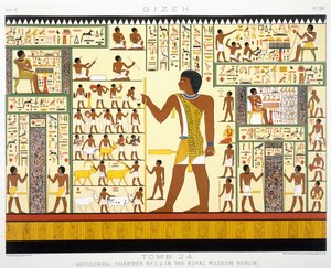 Hauta 24, hautakammio nro 2a, Gizeh, osa II, levy XIV osoitteesta, osa 2 Muinainen Egypti, Samuel Augustus Binion, julkaistu 1887 (sävytetty kromoliitti)