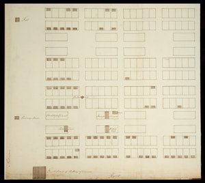 Savannahin kaupunkisuunnitelma, n. 1733 (kynä ja muste paperille) tekijältä American School