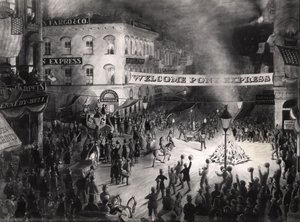 Ensimmäisen Pony Express Messengerin voittoisa saapuminen Sacramentoon, 13. huhtikuuta 1860 (wc paperilla) tekijältä American School