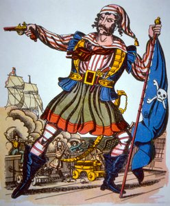 Viktoriaaninen merirosvon esitys (väri litho) tekijältä American School