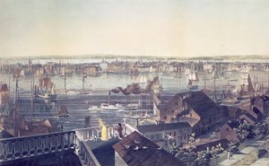 Näkymä Manhattanille Brooklynista, 1837 tekijältä American School