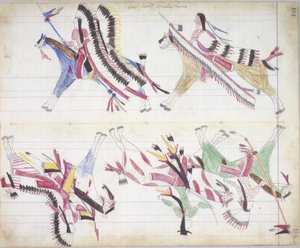 Sotajuhlat tulossa kotiin, kuvitus Black Horse Ledgeristä, 1877-79 (kynä ja värikynä paperilla) tekijältä American School