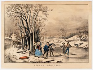 Talviharrastus, 1800-10 (värilitografia) tekijältä American School