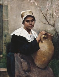Breton tyttö pitelee purkkia