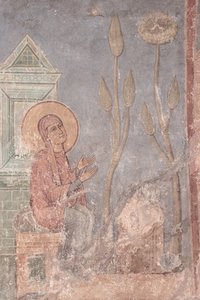 Pyhä Anna rukoilee, 1100-luku tekijältä Ancient Russian frescos