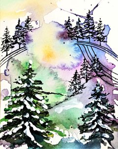 Värikäs talvimetsä