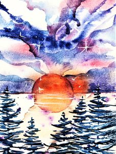Eläväinen talvinen auringonlasku tekijältä Anda Bieza
