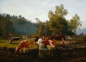 Lehmät joen rannalla