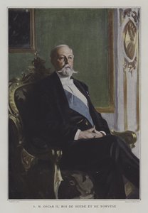 Oscar II, Ruotsin ja Norjan kuningas (väri litho) tekijältä Anders Leonard (after) Zorn
