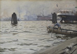 Hampurin satama, 1891 (wc paperilla) tekijältä Anders Leonard Zorn
