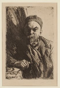 Runoilija Paul Verlainen (1844-1896) muotokuva - Zorn, Anders Leonard (1860-1920) - 1895 - Etsaus - 23,7x16 - Yksityiskokoelma tekijältä Anders Leonard Zorn