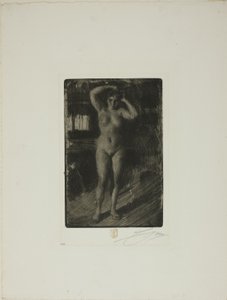 Anna hoitaa hiuksiaan tekijältä Anders Leonard Zorn