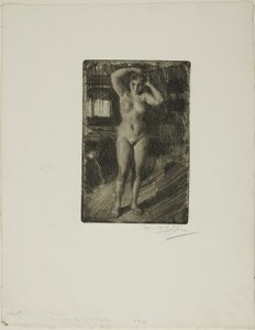Anna hoitaa hiuksiaan tekijältä Anders Leonard Zorn