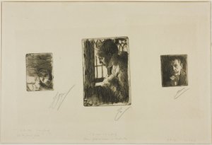 Tytön pää; Talonpoikaistyttö ikkunalla; Anders Zorn