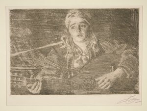 Nainen ruotsalaisen luutun kanssa tekijältä Anders Leonard Zorn