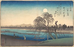 Syksykuu Tama-joella, n. 1838, n. 1838. tekijältä Ando Hiroshige