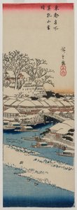 Selkeää säätä lumen jälkeen Matsuchiyamassa..., 1830-luvun lopulla tai 1840-luvun alussa. tekijältä Ando Hiroshige