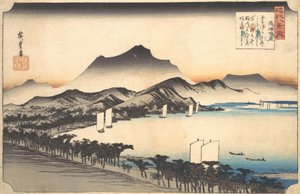 Selkeä sää Awazussa, 1800-luku. tekijältä Ando Hiroshige