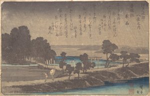 Iltasade Azuma Woodissa, n. 1838, n. 1838. tekijältä Ando Hiroshige