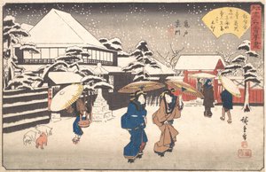 Kameidon takaportti Tamaya? 1840. , hyttynen. 1840. tekijältä Ando Hiroshige