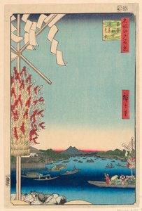 Miya and Reverend by Gleat Edition of Asakusa Reverend, 68 minuutin päässä Edon harjusta (Asakusan puoli Okawabata, Miyaton puoli) tekijältä Ando Hiroshige