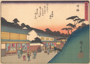 Narumi, sarjasta The Fifty-three Stations of the Tokaido Road, alku..., 1900-luvun alku. tekijältä Ando Hiroshige