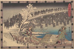 Kohtaus I Chushinguran XI näytöksessä, n. 1835, n. 1835. tekijältä Ando Hiroshige