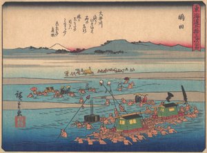 Shimada, sarjasta The Fifty-three Stations of the Tokaido Road, 1900-luvun alku. tekijältä Ando Hiroshige