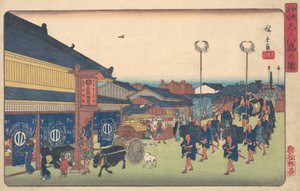 Kuva Shimbashista, ? 1837. , hyttynen. 1837. tekijältä Ando Hiroshige