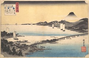 Sunset Glow at Seta Seta sekisho, sarjasta Kahdeksan näkymää Omin maakunnasta Omi ha..., 1834-35. tekijältä Ando Hiroshige