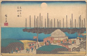 Piirustus Takanawasta, ? 1841. , hyttynen. 1841. tekijältä Ando Hiroshige