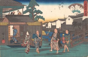 Umen puolella Rokuni Yanagibashissa, vai mitä? 1835-42. , hyttynen. 1835-42. tekijältä Ando Hiroshige