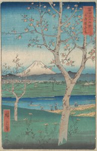 Näkymä Fuji-vuorelle Koshigayasta, Musashi Musashin maakunnasta, Kos..., 4. kuukausi, hevosvuosi 1858.
