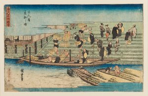 Puukiviprintti - Jokikohtaus, 1797-1858 tekijältä Ando Hiroshige