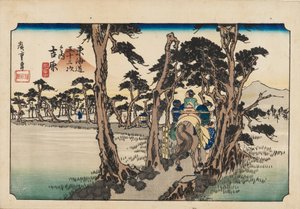 Oh DBock p Hayashi - Yoshiwara lähti Fujista, 19. rivi Tsury. tekijältä Ando Hiroshige