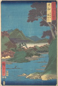 Yamato, Mt. Tateda, Tatsuta-joki, 7. portti x vuosi 1853. , 7. portti x vuosi 1853. tekijältä Ando Hiroshige