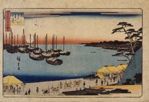 (Purjeveneet satamassa) tekijältä Ando or Utagawa Hiroshige
