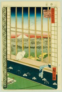Asakusan riisipellot kukkofestivaalin aikana tekijältä Ando or Utagawa Hiroshige