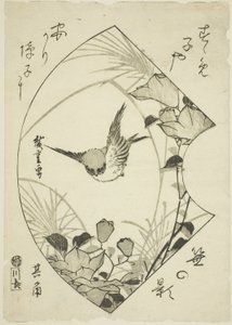 Syyskukka ja varpunen, noin 1835 (puupiirros; koban) tekijältä Ando or Utagawa Hiroshige