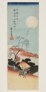 Outs m on myös Kinmonzakan jäsen Tene w Yoshiwarassa (uusi Yoshiwara Kinmonzaka sh? Moon) tekijältä Ando or Utagawa Hiroshige