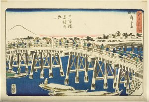 Cware r people r people g af hand r S w at Nihonbashi B syy (Nihonbashin kirkas lumi aamu) tekijältä Ando or Utagawa Hiroshige
