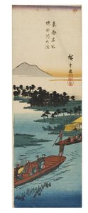Ylitys Sumidagawa-joella sarjasta Famous Views of the Eastern Capital, n. 1837-1838 (puupainatus paperille) tekijältä Ando or Utagawa Hiroshige