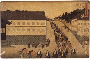 Daimyon kulkue tekijältä Ando or Utagawa Hiroshige