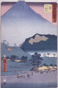 Hara: Näkymä Ashitakayamasta ja Fujista (värillinen puupainatus) tekijältä Ando or Utagawa Hiroshige