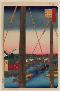 Inarin silta ja Minaton pyhäkkö, Teppozu tekijältä Ando or Utagawa Hiroshige