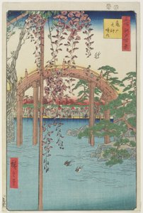 Kameido Tenjinin pyhäkkö, heinäkuu 1856 tekijältä Ando or Utagawa Hiroshige